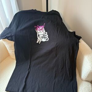 PSD Black Tee with Pink and White Graphic